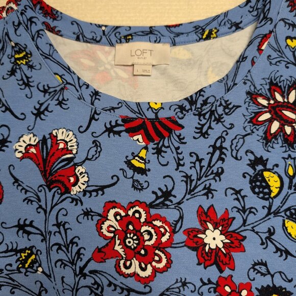 Loft Outlet vibrant tank a-line floral swing dress - size L - blue/red/white - Picture 5 of 6